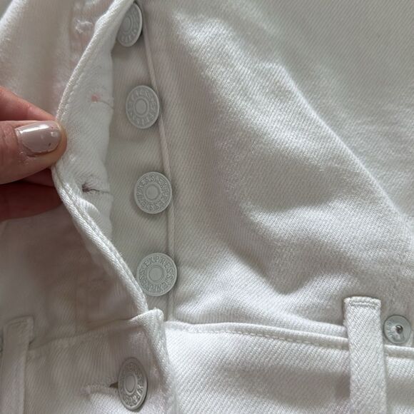 Express Womens High Rise Mom Jeans 2 White Cropped Straight Leg Button Fly - Picture 7 of 8